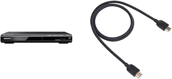 Sony DVPSR760H DVD Upgrade Player (HDMI, 1080 Pixel Upscaling, USB Connectivity) & Amazon Basics Braided HDMI Cable - 0.9 m