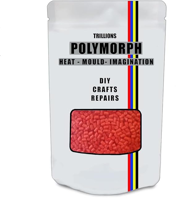 Hand Mouldable Red Polymorph 100g | Thermoplastic | Unlimited Uses - Crafts, DIY Repairs, Modelling, Prototypes, Cosplay