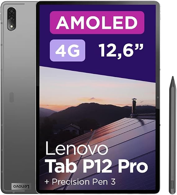 Lenovo Tab P12 Pro Android Tablet | 12 inch Full HD AMOLED Display | 256GB | Lenovo Precision Pen 3 | WiFi | 8GB RAM | Storm Grey