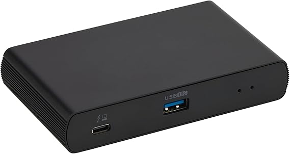 Amazon Basics Thunderbolt 4/USB4 Docking Station, 3 x Downstream TBT4 (Dual Display), 1 x USB A 3.1, UK, Black, 120.9 x 72 x 21.6 mm