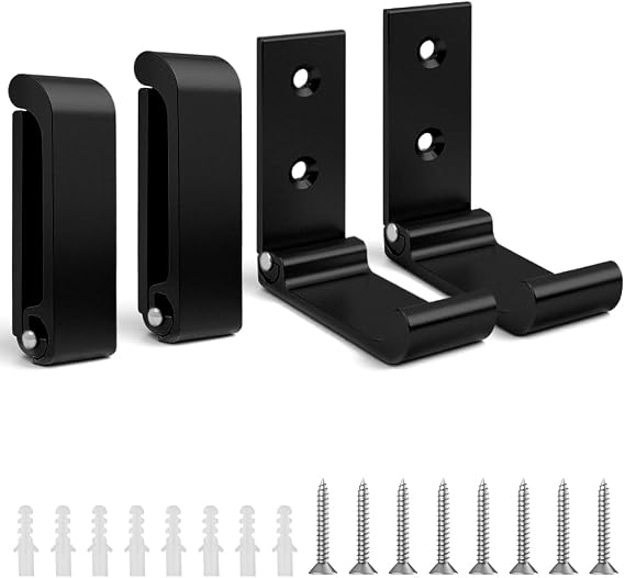 flintronic 4PCS Foldable Wall Hooks, Folding Hooks for Hanging, Heavy Duty Wall Mounted Coat Rack, Aluminum Alloy Flip Down Hook for Bathroom Kitchen Hanging Bag Towel Bag (Black)