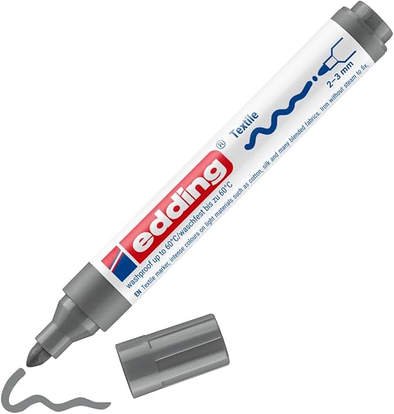edding 4500 tekstil kalemi - gri - 1 kalem - yuvarlak uç 2-3 mm