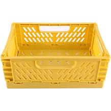 Folding Box Basket Storage Foldable Portable Storage Box Yellow Ideal for Kitchen Bathroom Office Bedroom Classroom Cabinet Drawer Organizer