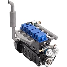 Engine Model Kit, 20.5cc Micro L4-205-OHV Inline 4-Stroke Water -Cooled Gasoline Engine Model Kit, DIY Assembly for RC Cars, CNC Metal Build, Gift