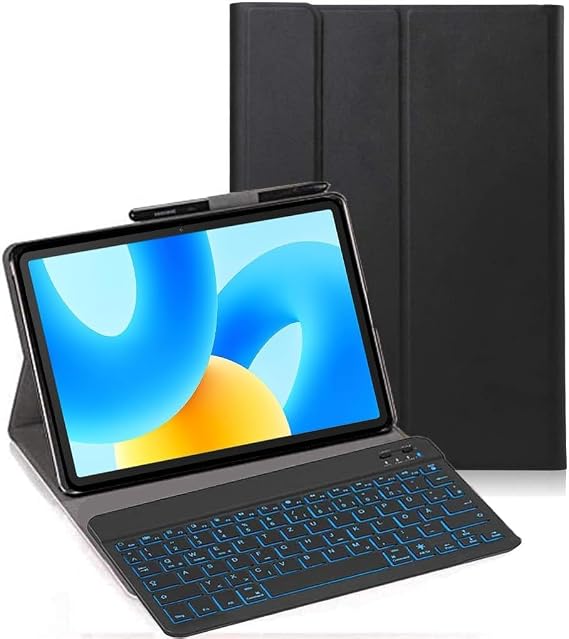 Keyboard Case for Oppo Pad 5 Pro Tablet 13.2 Inch - (QWERTY Layout) 7 Colors Backlit Ultra Slim Flip Wireless Keyboard Stand Cover, Black