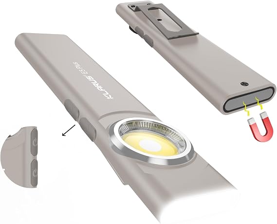 klarus E5 Plus Pocket Flashlight, Ultra Slim Upgraded Dual Switch EDC Flashlight (Gray) [Energy Class A]
