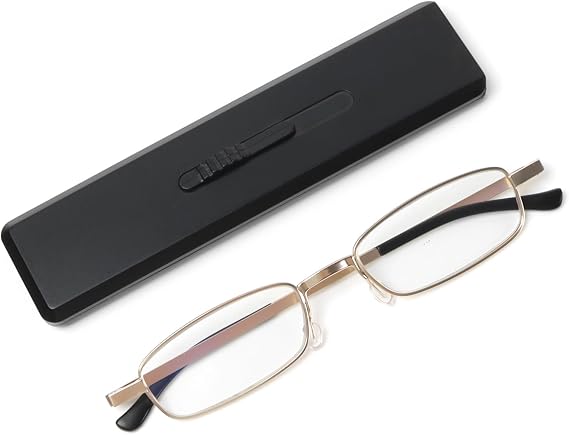 MMOWW Ultra thin Reading Glasses Metal Lightweight for Men Women with Case