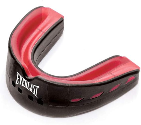 Everlast Evershield Double Mouth Guard, Shock Absorbent Gum Shield with 2-Layered Frame, Boil and Bite Design, Centre Breath Channel and Storage Case - Authentic Everlast Gear