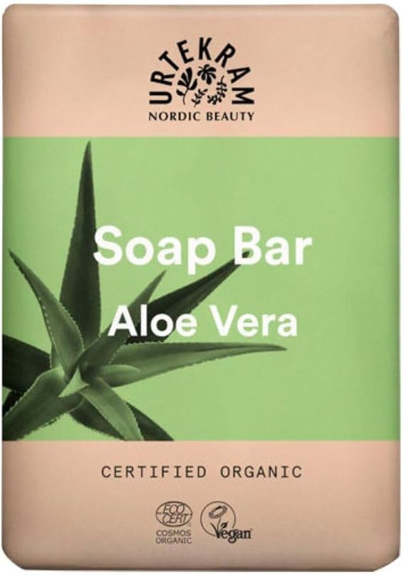 Urtekram Aloe Vera Solid Soap - 100 g - Gentle Natural Soap with Organic Aloe Vera - 99.9% Natural Ingredients - Palm Oil Free - Moisturising - Vegan - For All Skin Types