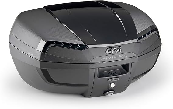 Generico E46NB Top Case Monolock Riviera Triple Black + E207 Backrest Compatible with E46 Givi Motorcycles and Scooters