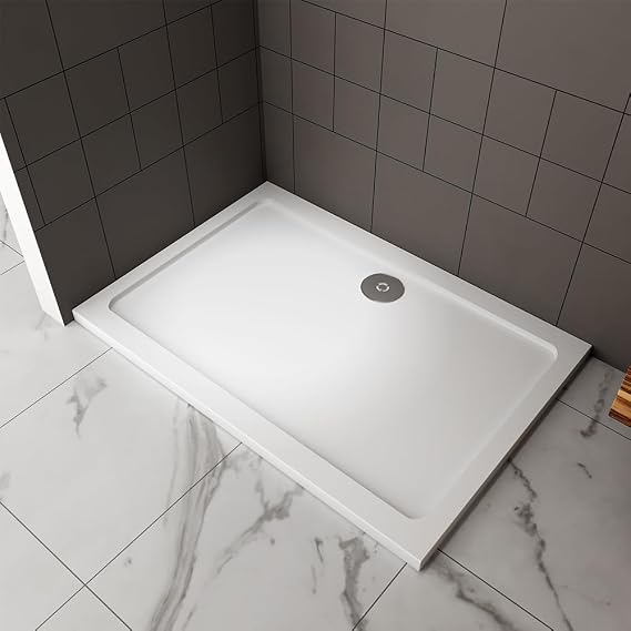 Shower Enclosure Base White Rectangle Shower Stone Tray 900X800MM Include Waste Trap