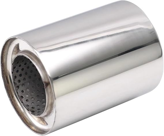 Exhaust Tailpipe Universal 63mm Modified Resonator Stainless Steel Middle Exhaust Pipe Muffler Resonators Rear Tailpipe End Throat(Silver)