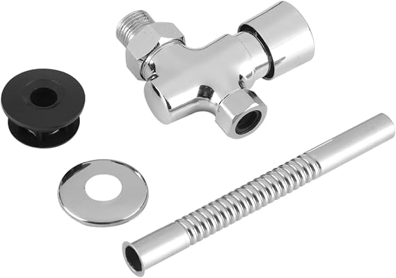 Zinc Alloy Urinal Flush Valve, Globe Valve, Metal with Shut-Off Valve, Hand Press Flushing Tool Automatic Shut-Off for Home Hotel Bathroom WC