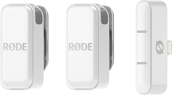 RØDE Wireless Micro - Compact Wireless Microphone, Two Mics with Charge Case for Smartphone Content Creation - Lightning, White
