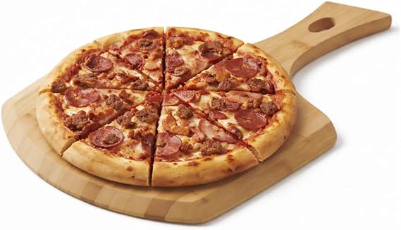12" (30cm) Wooden Pizza Peel, Bamboo Pizza Paddle and Serving Board