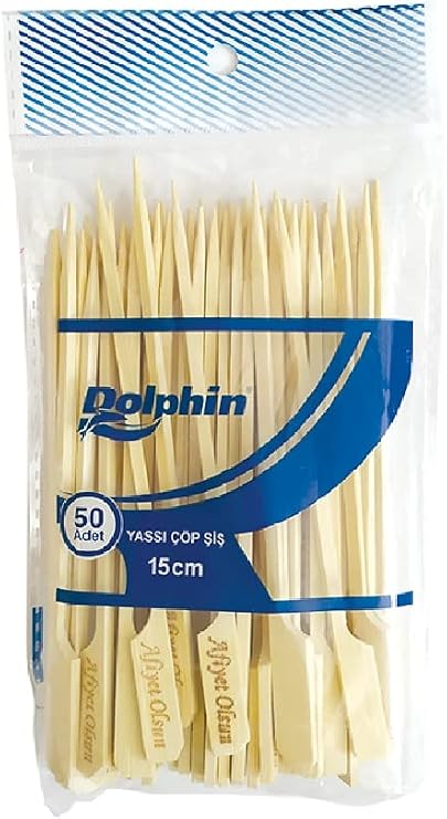Dolphin Yassı Çöp Şiş 20cm 50li Natürel