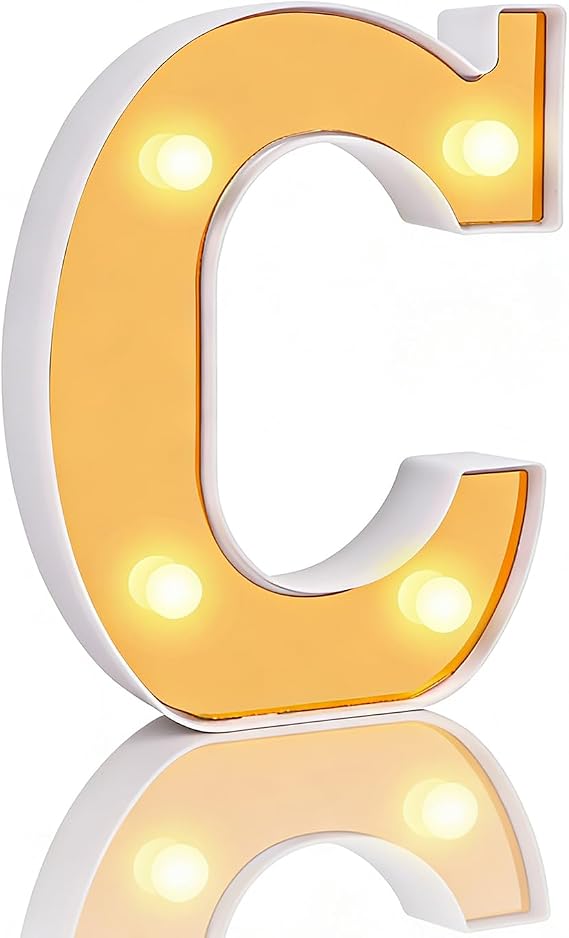 LED Letter Lights Sign, Marquee Letter Lights, 6.3inch Alphabet Sign C, Gifts for Tween Party Birthday Decorations, Night Light Christmas Valentine Wall Table Decor (gold-letter C)