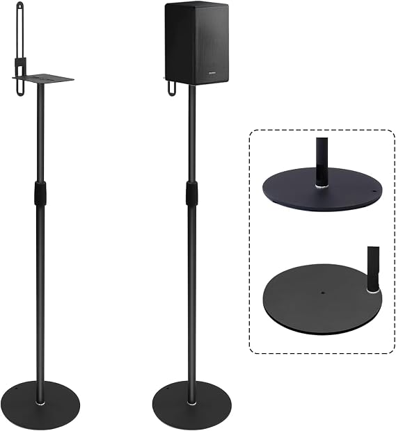 Speaker Stands Height Adjustable 29"-55" Floor Stand up to 5 kg, 2 Pack