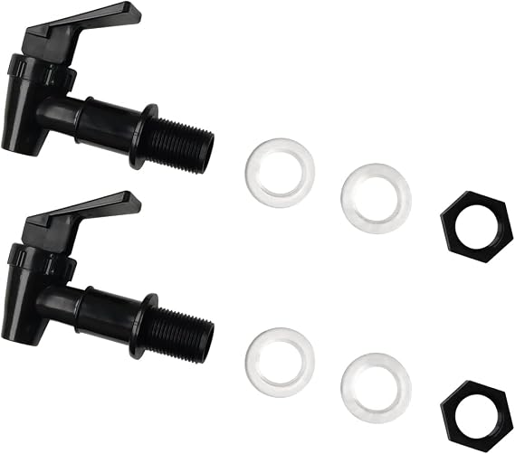2 Pcs Reusable Cooler Faucet, Spigot Spout Beverage Lever Pour Dispenser Valve, BPA Free Plastic Water Tap (Black)