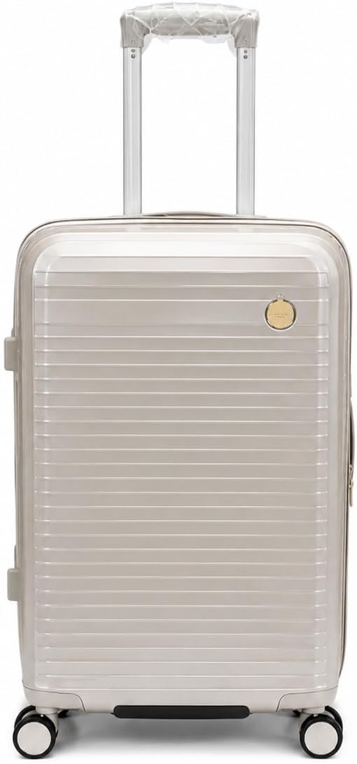 24 Inch Hardshell Suitcase, Light Blue, Lightweight, 360° Spinner Wheels, 65x43x25 cm (Beige)