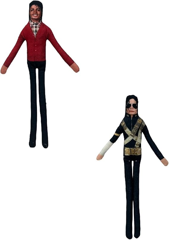 Michael Inspired Bendable Plush Toy, Posable Stuffed Doll with Internal Wire, Assorted Iconic Costume Styles, Christmas Home Display Ornament for Fans