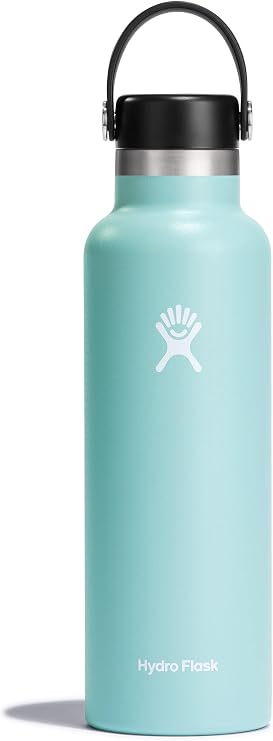 HYDRO FLASK - Water Bottle 621 ml (21 oz) - Vacuum Insulated Stainless Steel Water Bottle with Leak Proof Flex Cap and Powder Coat - BPA-Free - Standard Mouth - Dew