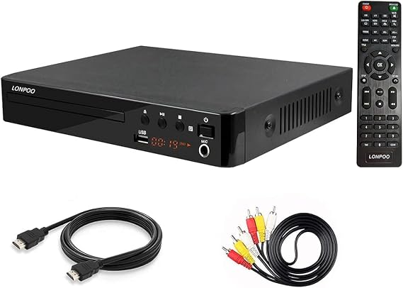 LONPOO Multiregion 1080P HDMI RCA DVD Player for TV and Karaoke