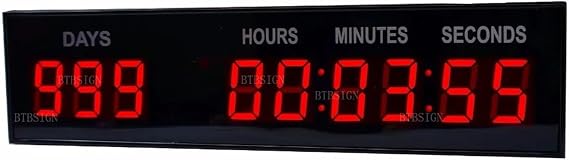 Btbsign Large Countdown Clock Lap To Go Event Timer 1.8 Inch Red