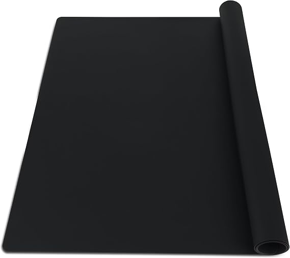 SOSMAR Extra Large Silicone Mats for Worktops 70x50cm, B2 Silicone Sheet for Resin, Craft Painting Mat for Kids, Kitchen Worktop Protector, Heat Resistant, Non-Slip, Waterproof, Black