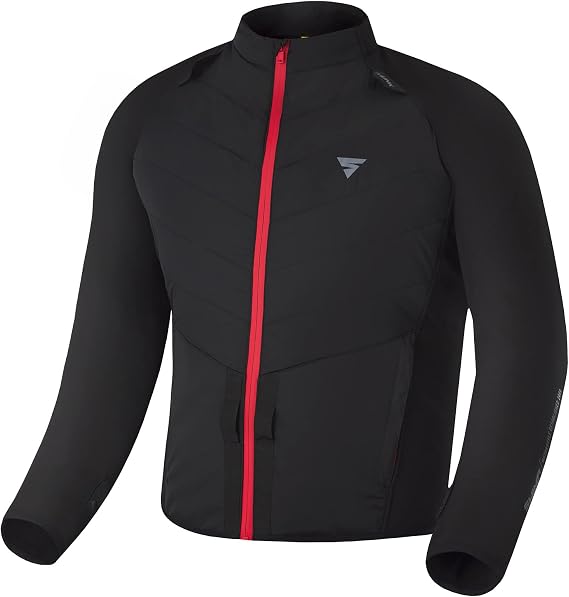 SHIMA WARMUP men's motorbike jacket - quilted jacket with insulation layer and windproof fabric on sleeves (Black, M)