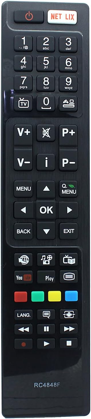 RC4848F Remote Control Replacement for Hitachi Bush Digihome Finlux JVC Laurus Linsar Luxor MitchelBrown Polaroid Techwood Telefunken Visitech TV 32HB6J61U 24HBJ55U 50HB6T72UA 43HB6T72U