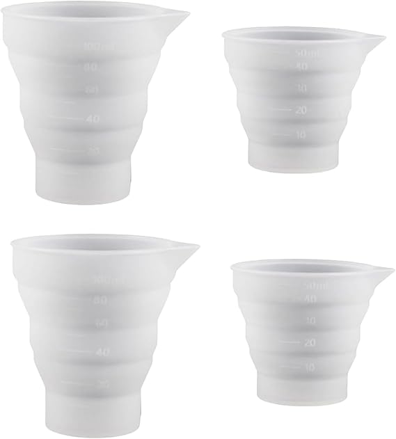 Silicone Laundry Dosing Ball for Liquid Detergent,4 PCS Foldable Silicone Measuring Cups with Graduation Marks,Reusable Laundry Liquid Dispenser,for Laundry,Baking & Labs Household (50ml & 100ml)