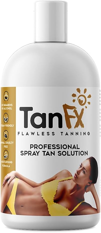 TANFX Medium Spray Tan Solution 1 Litre - Professional Instant Tanning Lotion Liquid