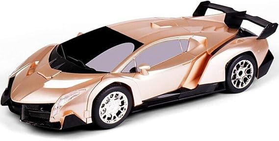 Dancing High Speed Mini Golden Rotating Racing Infrared Detection Shape Shift Action Toy Robot and RC Car One Button Transforming RC Car 1/12 Percent Car Robot Model