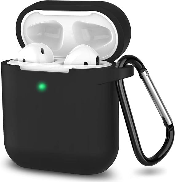 URUCHI AirPods 1/2. Nesil ile Uyumlu İnce ve Hafif Silikon Kılıf, Yumuşak Esnek Tasarım, Anahtarlıklı, Kablolu ve Kablosuz Şarj Uyumlu, Günlük Kullanım Aksesuarı – Siyan (A1523 A1722 A1602 A2031 A2032)