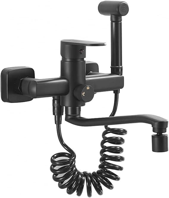 Kitchen Sink Taps Mixer Pull Out Black Hot and Cold Water Mixer Tap Kitchen Sink Single Lever Sink Taps for Kitchen-Dual Mode||30cm