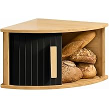 Corner Bread Box for Kitchen Countertop, Bread Storage Container for Homemade Bread, Two Layer Breadbox under Cabinet Mount, Large Bread Holder for Kitchen Counter, Panry Shelf