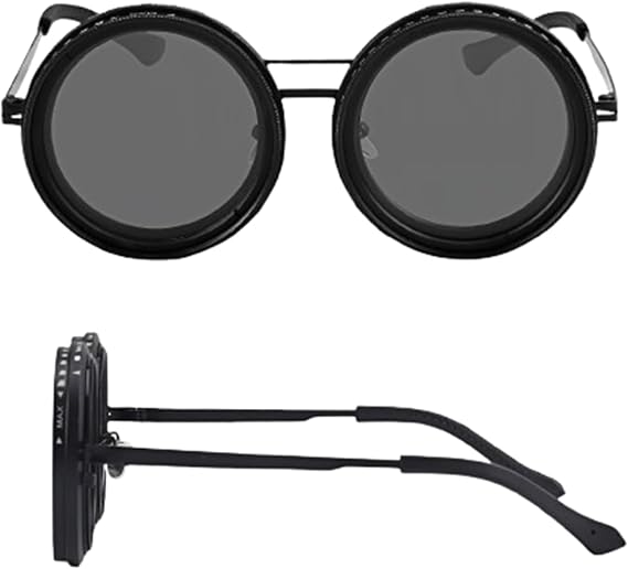 Adjustable Tint Sunglasses for Men, Polarized Round Sunglasses with 1-9 ND Filter Levels, Lightweight Steampunk Design for Fishing, Driving, Beach Outdoor Sports-Black