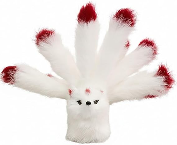 Wudaizhi Plush Nine-tailed Stuffed Animal Soft Kitsune Plushy, Mini Statue Figurine Crafts, Home Office Desk Decoration Collectible Gift for