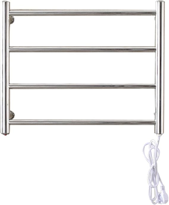 Heated Towel Rack Towel Warmer 4 Bar Towel Dryer Wall-Mounted Plug-in Bath Towel Heater - Brushed