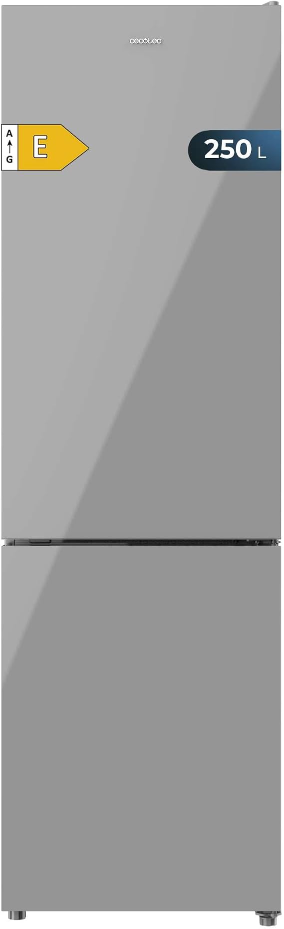 Cecotec Combi Bolero CoolMarket Combi 250 Grey Glass E. Energy Class E Refrigerator Combi Glass Grey 180 x 55 cm, 250 L, No Frost, Multi Air Flow, Fast Cooling System [Energy Class E]