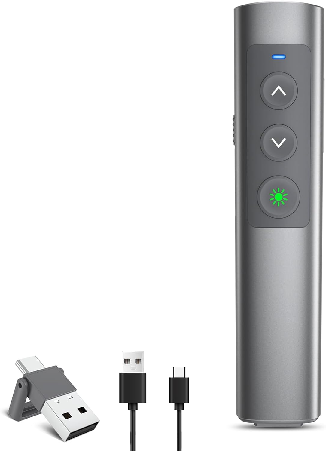 Presentation Clicker Pointer, 328FT Rechargeable Wireless Presenter Remote with Hyperlink and Volume Control, Powerpoint Board Slide Advancer Presentation Clicker for Mac/Laptop (light green)