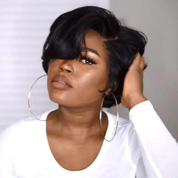 Glueless Bob & Pixie Cut Wig - Black Short Straight Hair Wig For Women, Short Bob Pixie Cut Wig (Assorted Colors)