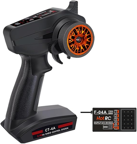 HOTRC CT-4A 4CH RC Remote and Receiver 2.4ghz Remote Controller RC Transmitterfor RC Car Boat Tanks (CT-4A-Orange)