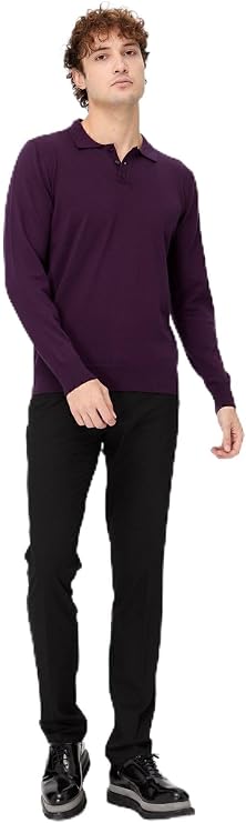 Desen Triko Erkek Basic Polo Yaka İnce Triko Kazak 02421601 Füme