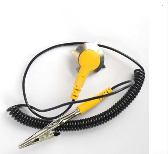 Anti-Static ESD Grounding Cable Coiled Cord with for ALLIGATOR Clip and Star Claw, 180cm Stretch Wire for Static Mat Socket Wrist Strap Connection