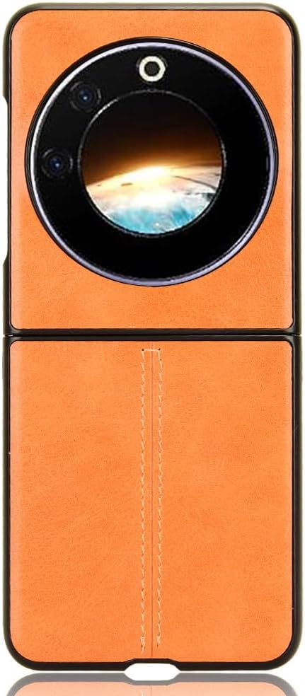Case for Tecno Phantom V Flip Case Ultra-thin Dermatoglyph phone case, Tecno Phantom V Flip PU+PC+TPU phone case, Cover for Tecno Phantom V Flip-Yellow