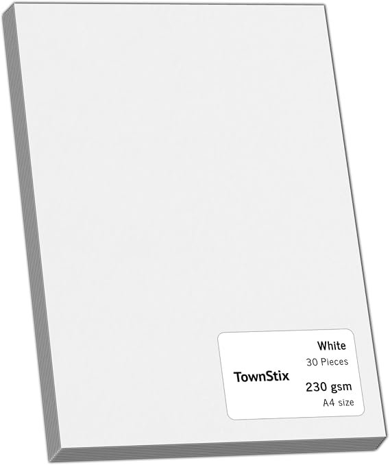30 Pieces, 230gsm - A4 White Card, Thick Cardstock Paper