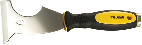 Tajima Scraper Scrape-Rite Multi-Tool (Multifunctional Scraper for Removing Nails + Pens Blade 75 mm with Scratchplate Non-Slip Handle) SCR-M75