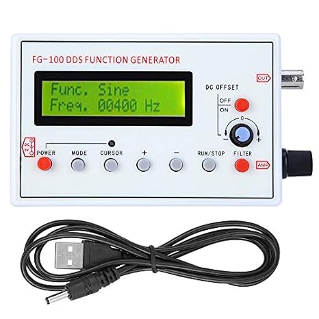 DDS Function Generator 1HZ-500KHZ DDS Function Low Frequency Signal Generator Frequency Meter Signal Source Module Frequency Counter Sine Triangle Square Sawtooth Waveform FG-100